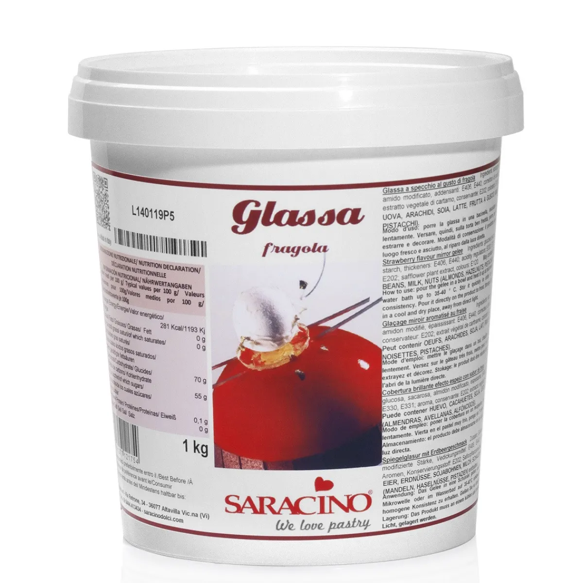Sale Saracino Mirror Glaze Aardbei 1kg