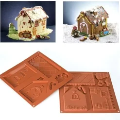 Outlet Silikomart Chocolade Vormset Koekhuisje 180x115 h160mm set/2