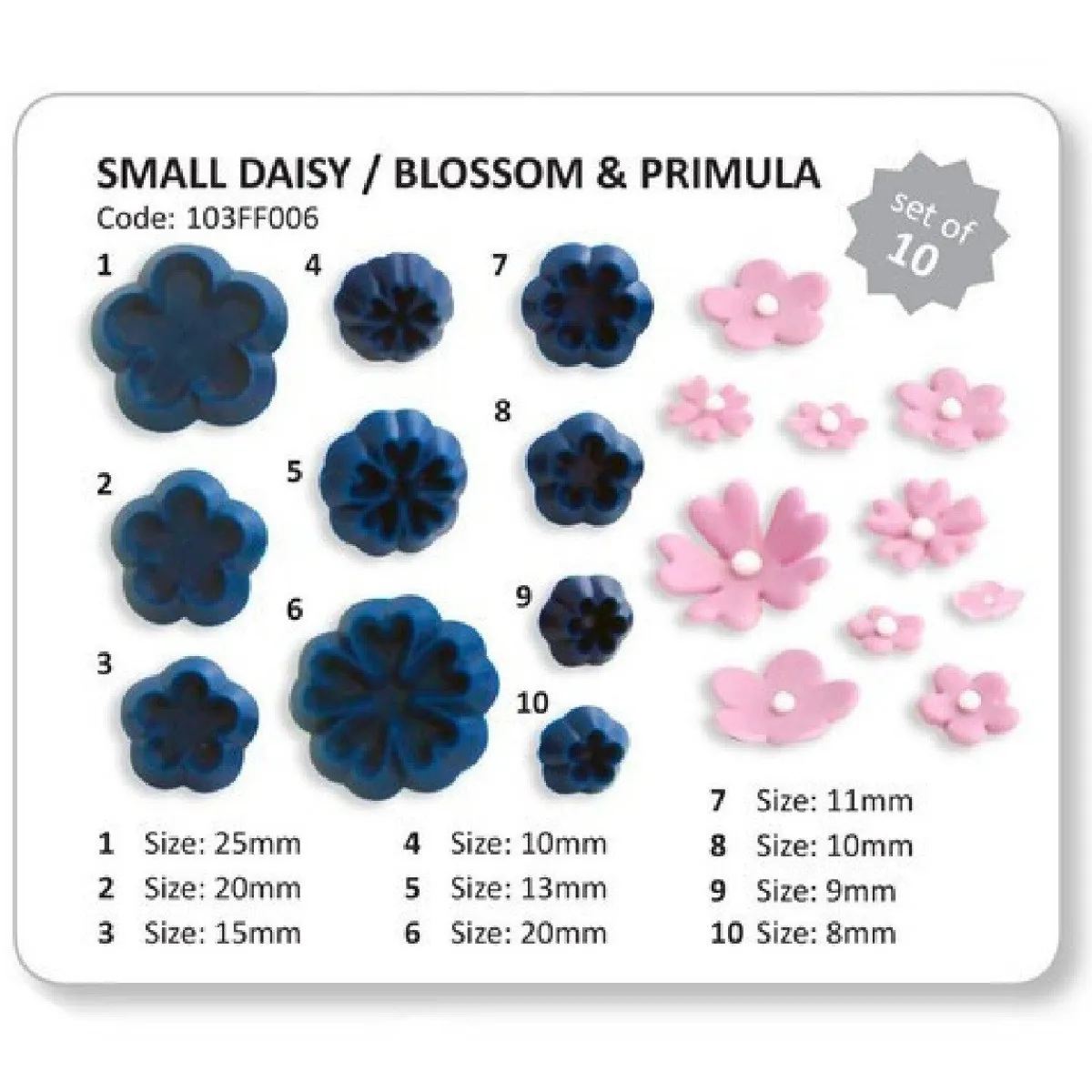 Discount PME Small daisy/ blossom & primula JEM, set van 10