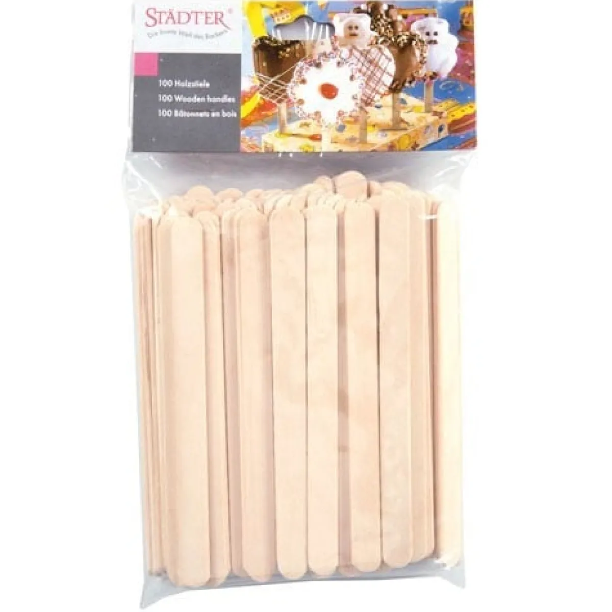 New Städter Lolly/IJsstokjes plat hout 100 stuks 11cm