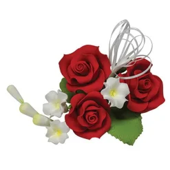 Clearance Culpitt Suikerbloem boeket Rozen trio rood 11cm.
