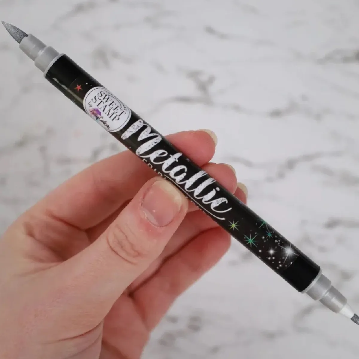 New Sweet Stamp Stift Eetbare Inkt Dubbelzijdig Metallic Zilver