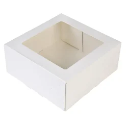 Discount BrandNewCake Taartdoos met venster 21x21x9cm. Wit 3st