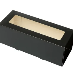 Sale BrandNewCake Taartdoos Slof met venster 25x10x9cm. Zwart 50st