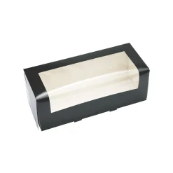 Outlet Overig Taartdoos Slof met venster 25x10x9cm Zwart**