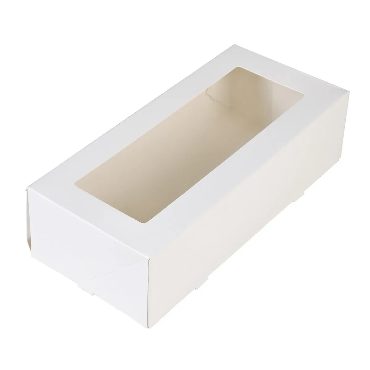 BrandNewCake Taartdoos Slof met venster 25x10x9cm. Wit 50st