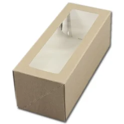 Online BrandNewCake Taartdoos Slof met venster 25x10x9cm. Kraft 50st