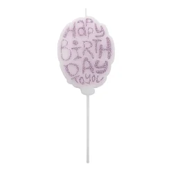 Outlet Overig Taartkaarsje Happy Birthday Roze Glitter**
