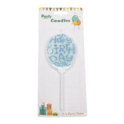 New Overig Taartkaarsje Happy Birthday Blauw Glitter**