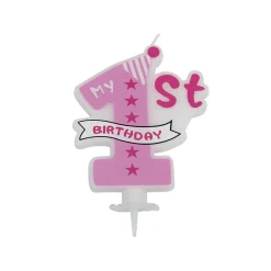 Best Overig Taartkaarsje Roze 1ste Verjaardag**