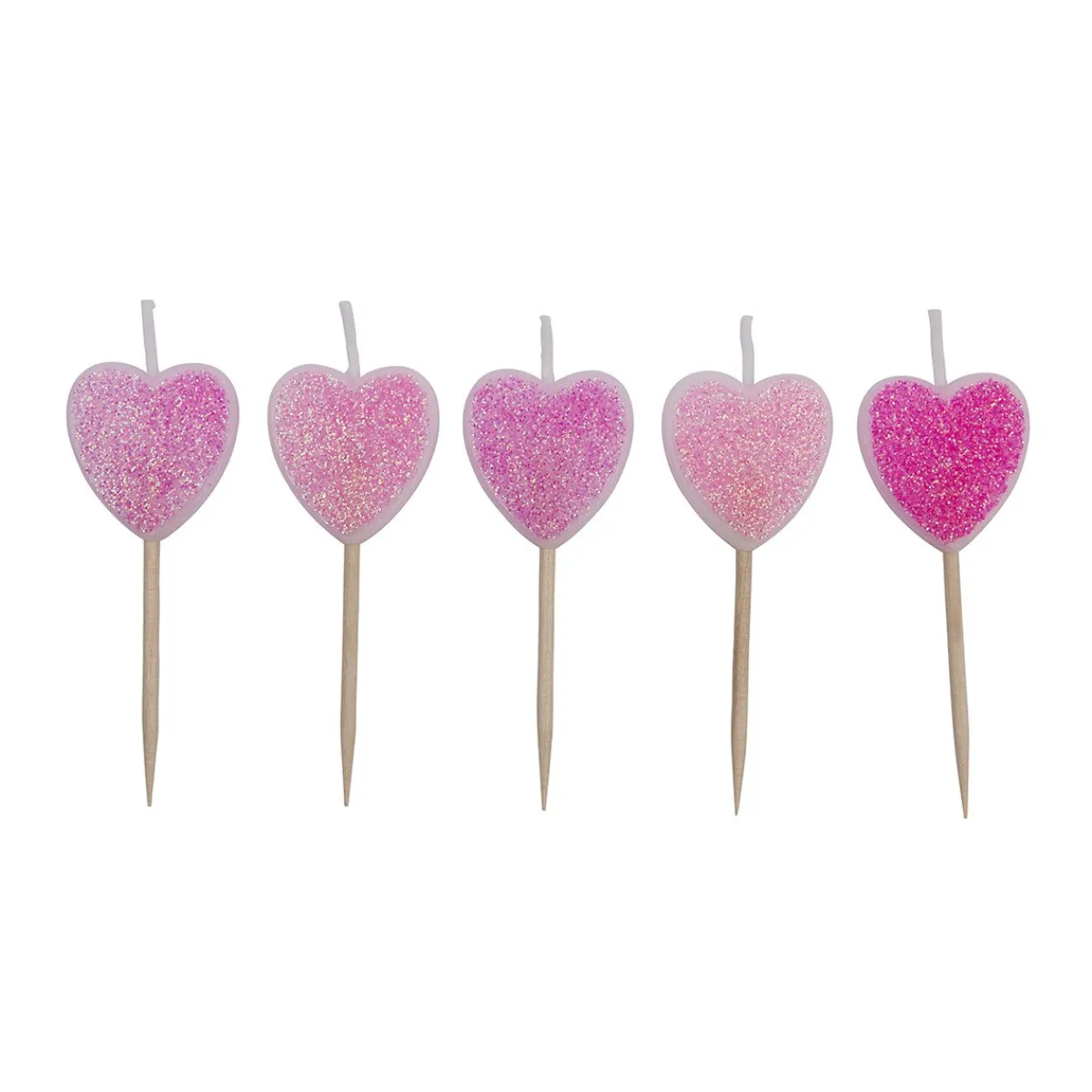 Sale Overig Taartkaarsjes Hartjes Glitter 5st.