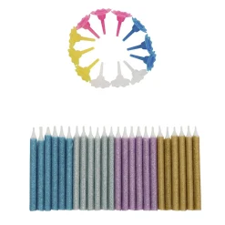 Online BrandNewCake Taartkaarsjes met houders Multi Glitter 24st