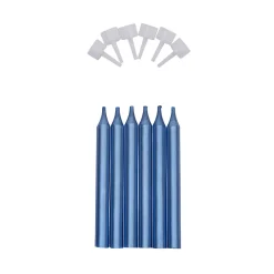Overig Taartkaarsjes met houders Blauw 6st.**