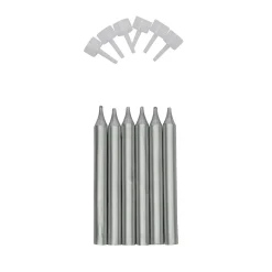Discount Overig Taartkaarsjes met houders Zilver 6st.**