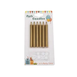 New Overig Taartkaarsjes met houders Goud 6st.