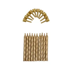 Clearance Overig Taartkaarsjes met houders Goud 10st