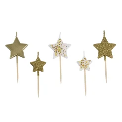 Overig Taartkaarsjes Sterren Goud 5st