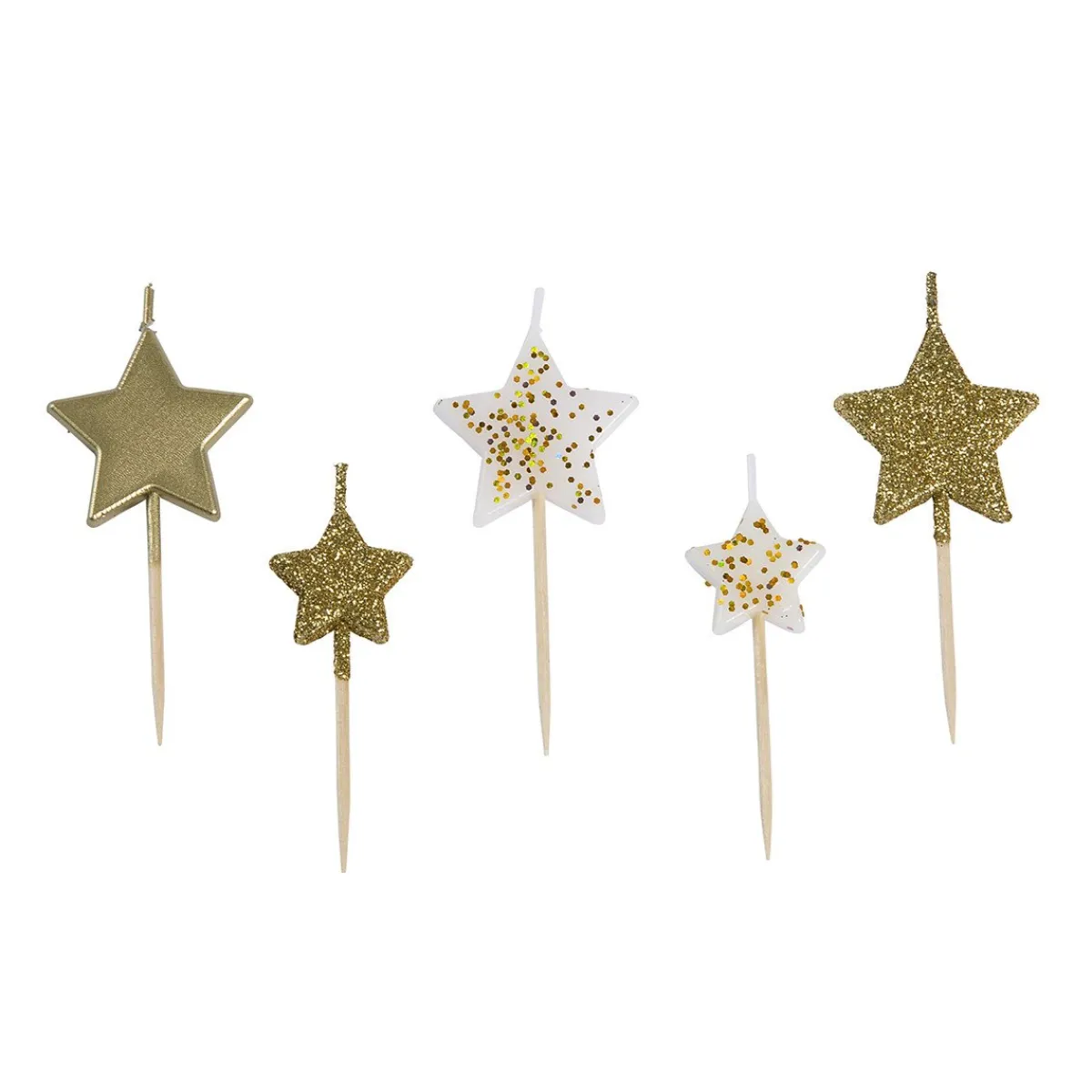 Overig Taartkaarsjes Sterren Goud 5st