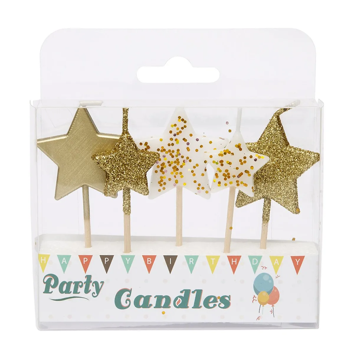Overig Taartkaarsjes Sterren Goud 5st