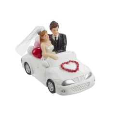 New Overig Taarttopper Bruidspaar in Auto Polystone 10x5,5cm