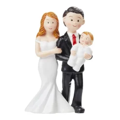 New Overig Taarttopper Bruidspaar met Baby Polystone 8cm