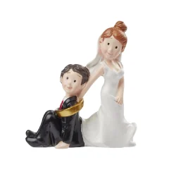 Overig Taarttopper Bruidspaar met Ring Polystone 8cm