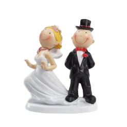 Best Overig Taarttopper Bruidspaar Op Jurk Staan Komisch Polystone 9cm