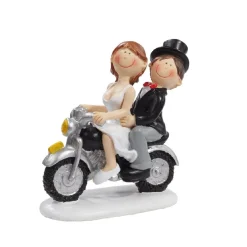 Best Overig Taarttopper Bruidspaar op Motorfiets Komisch Polystone 8,5cm