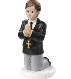 Overig Taarttopper Communie Jongen met Kruis Polystone 7cm