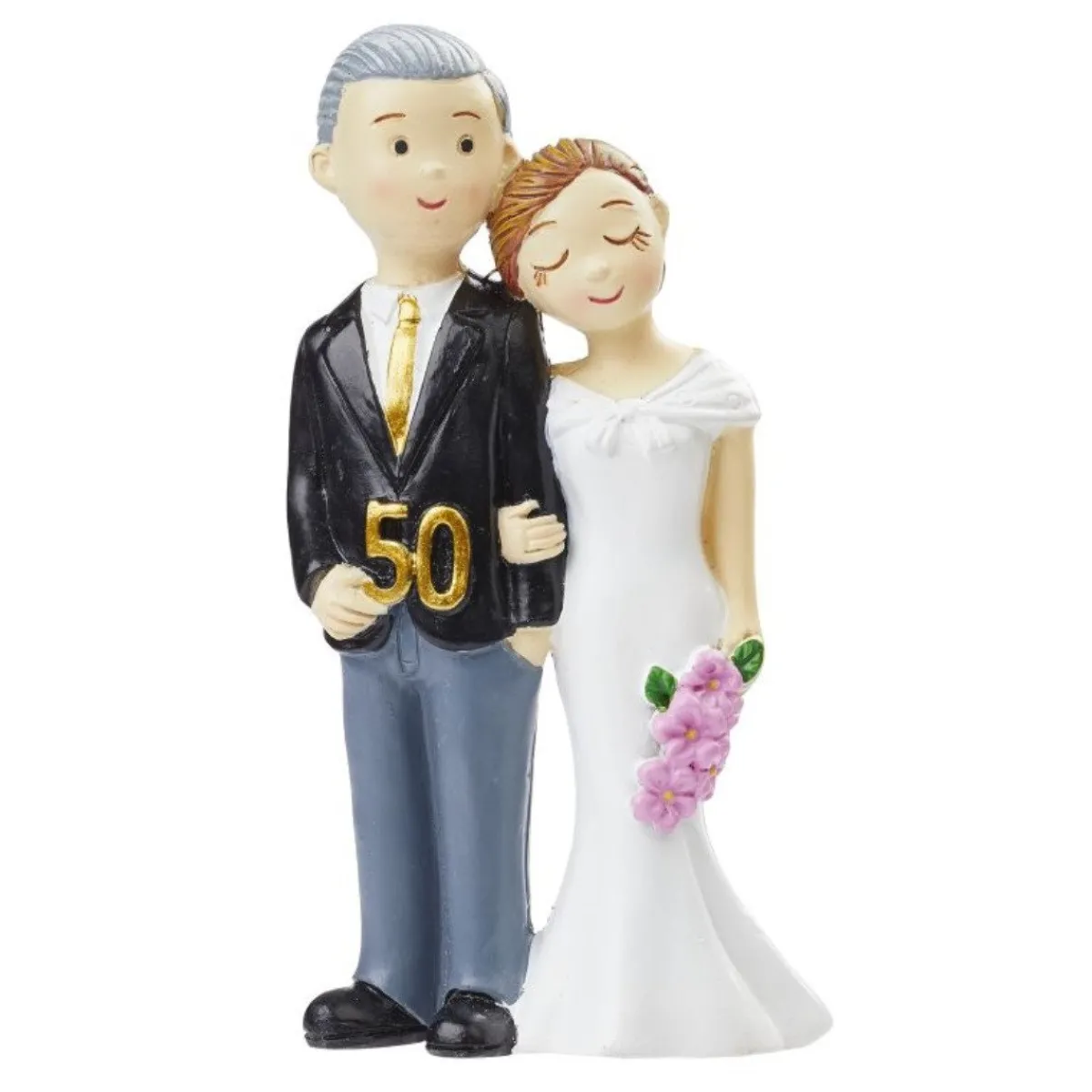 Overig Taarttopper Gouden Bruidspaar 50 jaar Polystone 8,4cm