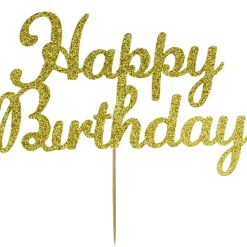 Outlet Culpitt Taarttopper Happy Birthday Goud 15x8cm