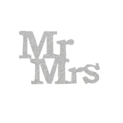 Best Overig Taarttopper Mr & Mrs Kunststof Zilver 11cm 4st