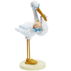 Clearance Overig Taarttopper Ooievaar met Baby Blauw 11cm