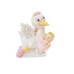 Clearance Overig Taarttopper Ooievaar Roze Polystone 5,5cm