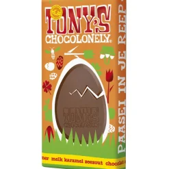 Hot Overig Tony's Chocolonely Paasreep Melk / Karamel / Zeezout 180g