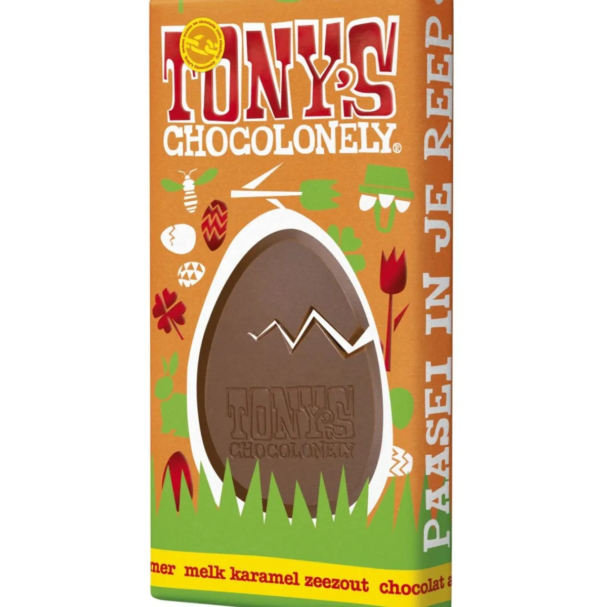 Hot Overig Tony's Chocolonely Paasreep Melk / Karamel / Zeezout 180g