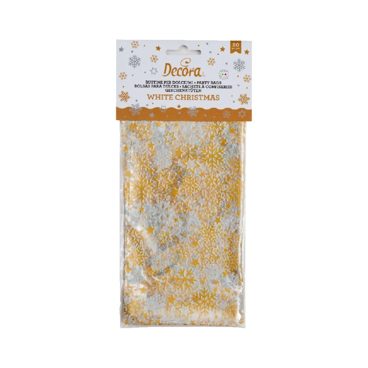 Outlet Decora Traktatiezakjes Witte Kerst 12,5x3x24(h) cm 20 stuks