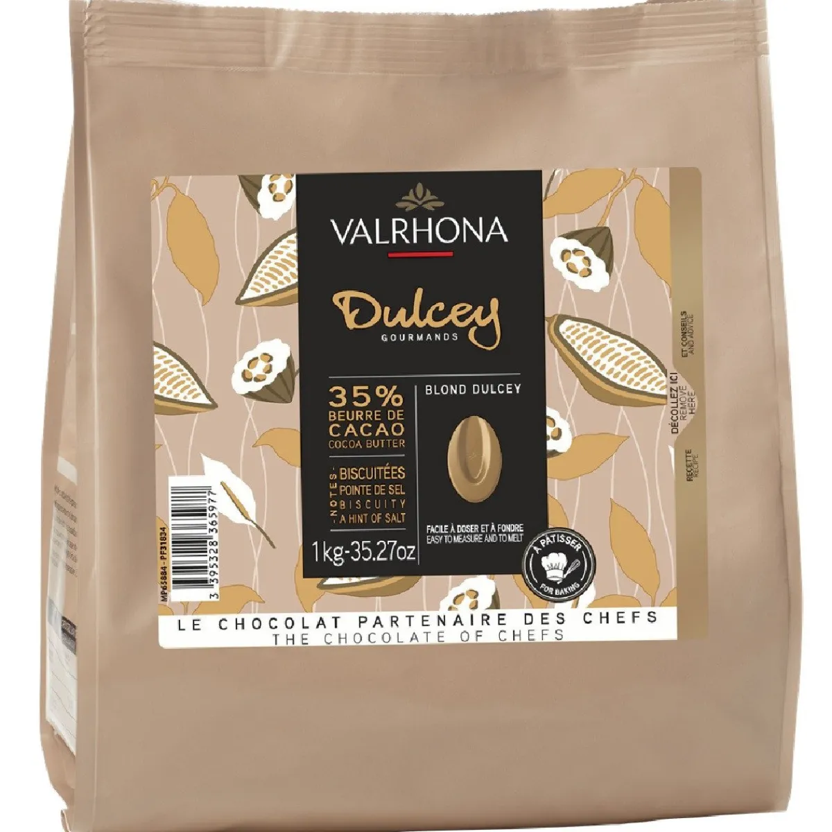 Sale Valrhona Chocolade Druppels Blond Dulcey (35%) 1kg