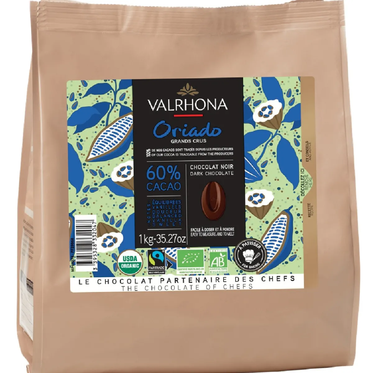Sale Valrhona Chocolade Druppels Puur Oriado (60%) 1kg