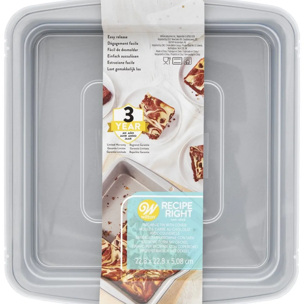 Clearance Wilton Brownie Bakvorm met Deksel 22,5x22,5cm
