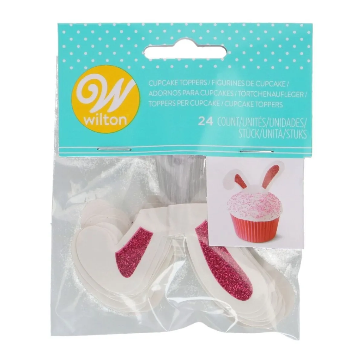 Hot Wilton Taarttopper Konijnenoren Glitter 24st